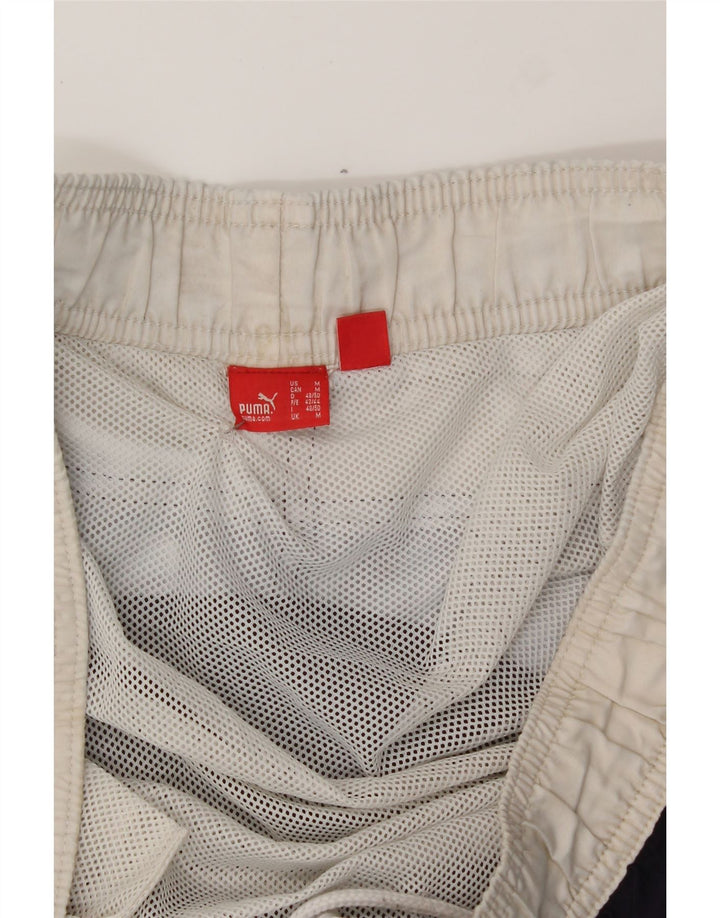 PUMA Mens Graphic Swimming Shorts Medium Navy Blue Colourblock Vintage Puma and Second-Hand Puma from Messina Hembry 