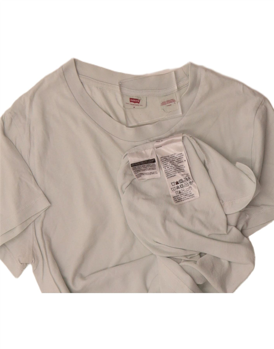 LEVI'S Womens T-Shirt Top UK 14 Medium Off White Cotton Vintage Levi's and Second-Hand Levi's from Messina Hembry 