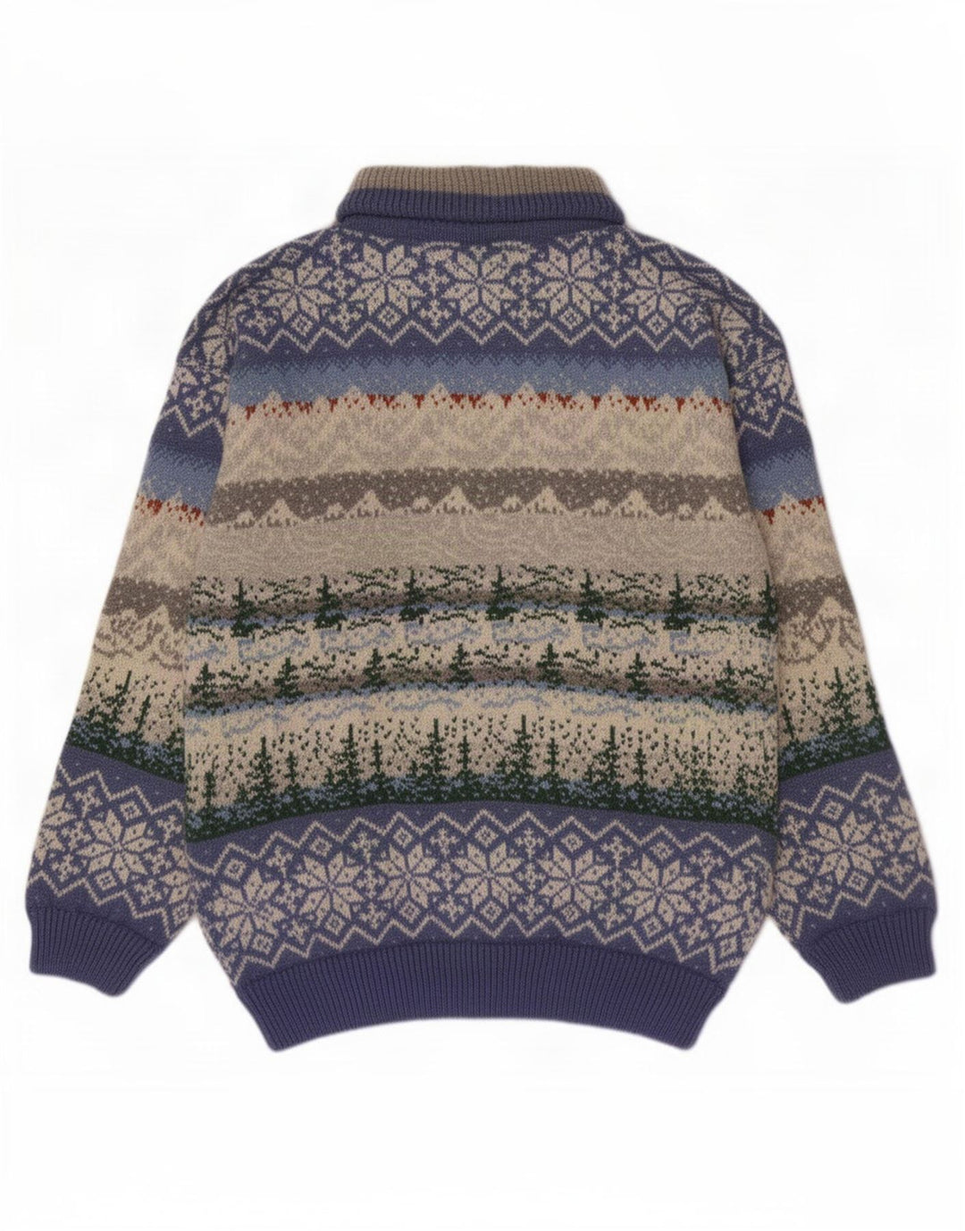 Vintage muški džemper s izrezom s patentnim zatvaračem Srednje raznobojni Fair Isle
