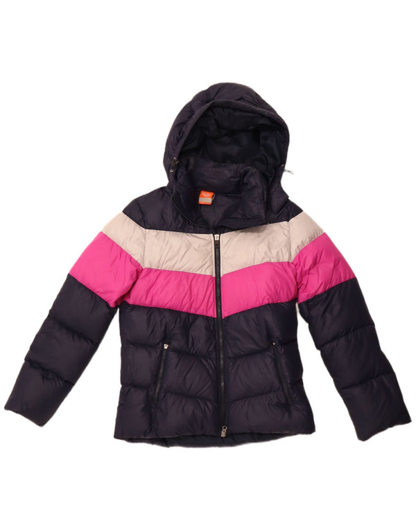 NIKE ženska podstavljena jakna s kapuljačom UK 14 srednje tamnoplava najlonska boja