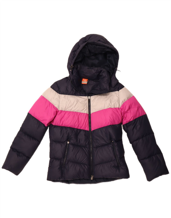 NIKE ženska podstavljena jakna s kapuljačom UK 14 srednje tamnoplava najlonska boja