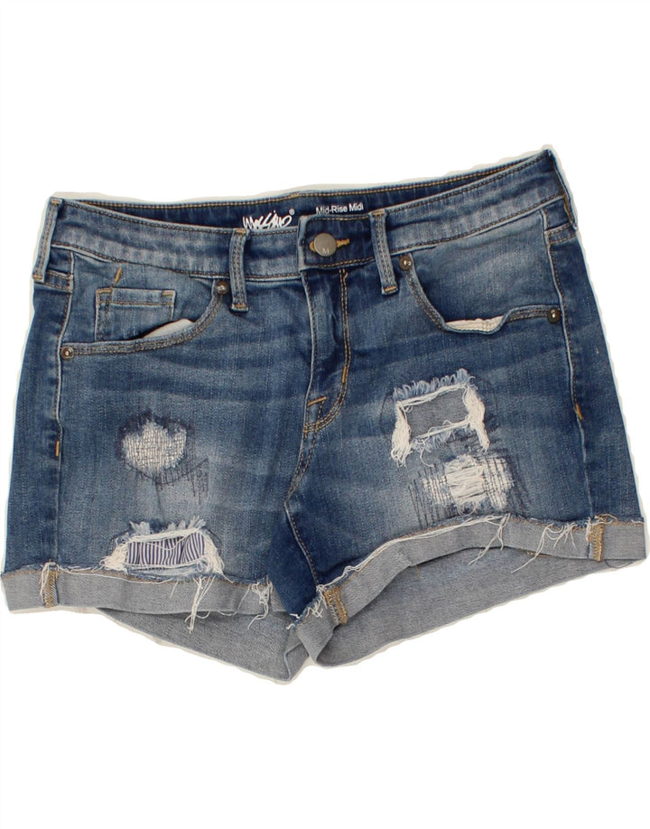 MOSSIMO Womens Distressed Mid Rise Denim Shorts US 4 Small W27 Blue Cotton Vintage Mossimo and Second-Hand Mossimo from Messina Hembry 