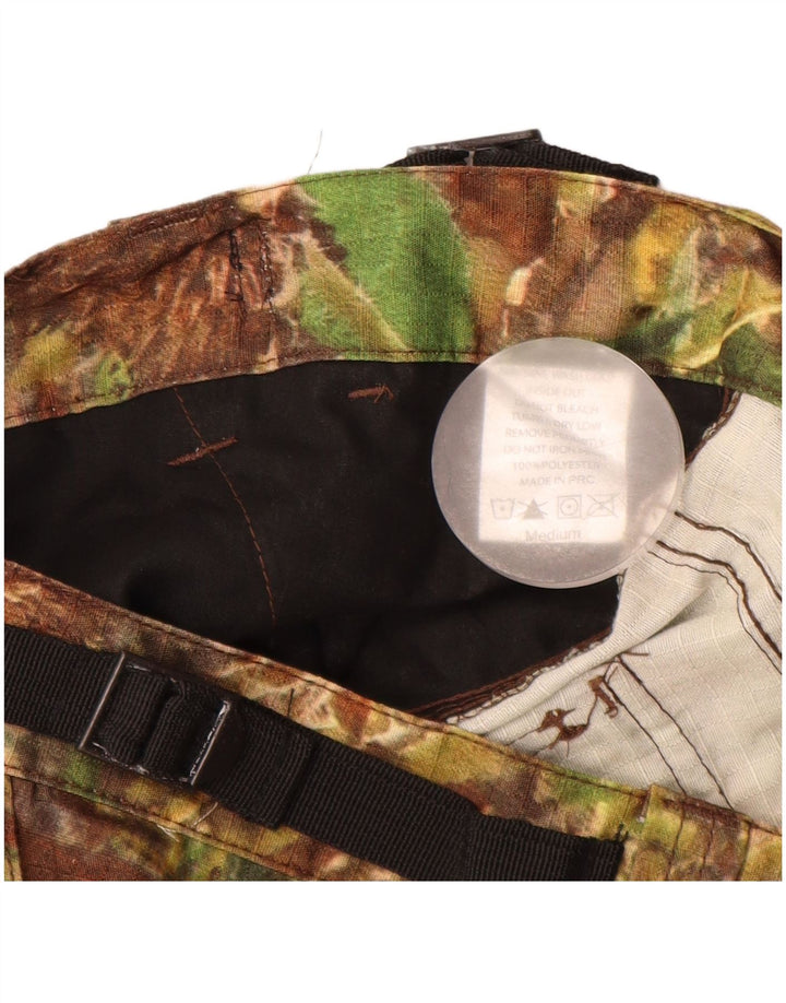 VINTAGE muške ravne kargo hlače srednje veličine W32 L31 kaki cvjetni poliester