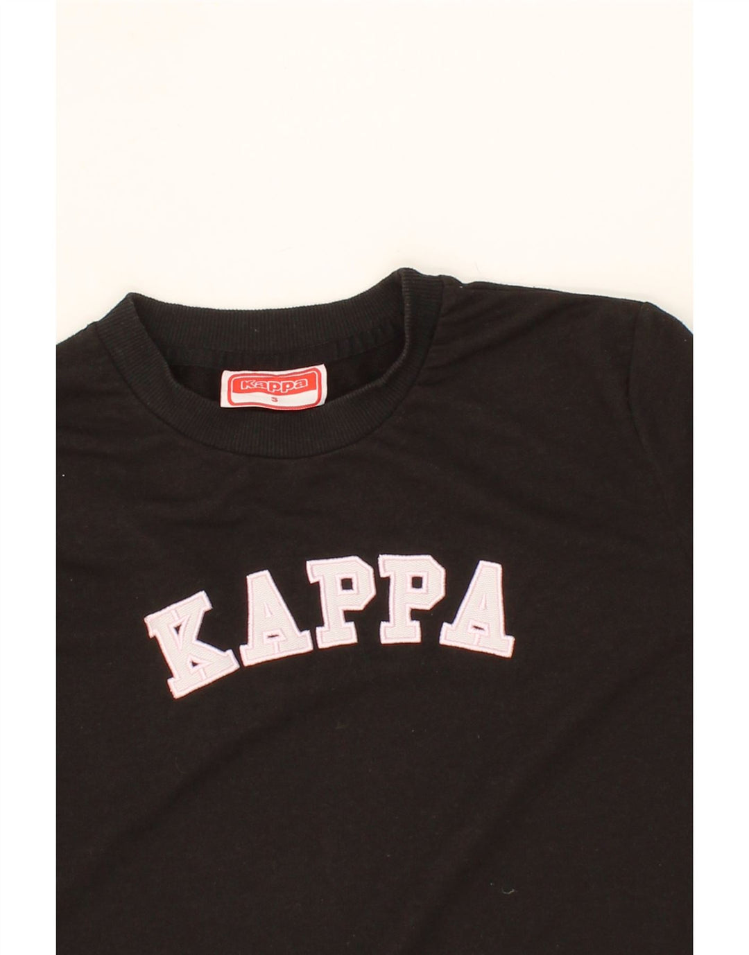 KAPPA Girls Graphic Sweatshirt Jumper 13-14 Years Small Black Polyester Vintage Kappa and Second-Hand Kappa from Messina Hembry 