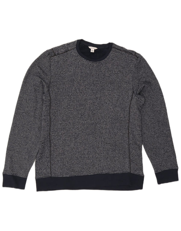 Calvin Klein Mens Sweatshirt Jumper Large Navy Blue Pinstripe Cotton