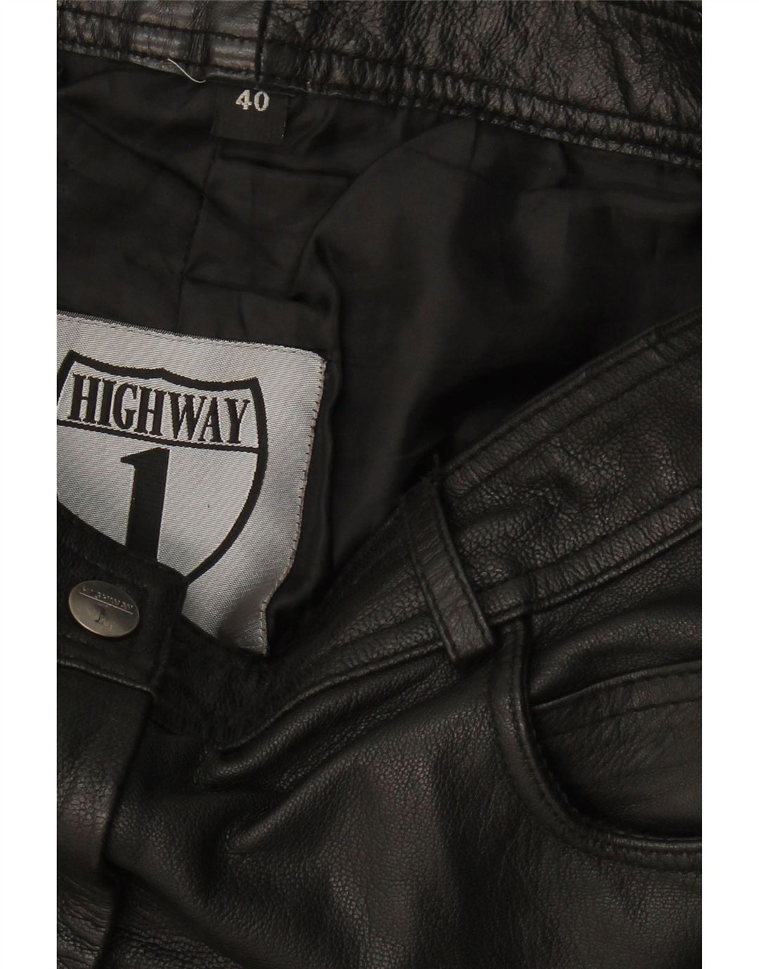 HIGHWAY 1 Womens Straight Trousers EU 40 Medium W30 L30 Black Leather Vintage Highway 1 and Second-Hand Highway 1 from Messina Hembry 