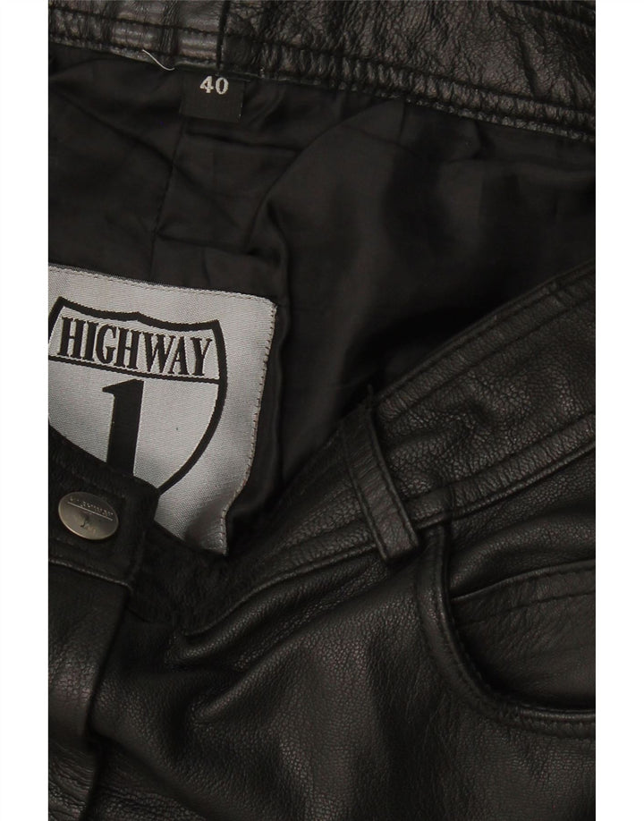HIGHWAY 1 Womens Straight Trousers EU 40 Medium W30 L30 Black Leather Vintage Highway 1 and Second-Hand Highway 1 from Messina Hembry 