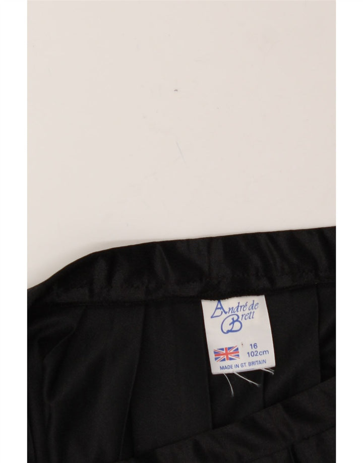 VINTAGE Womens Pleated Skirt UK 16 Large W38  Black Polyester Vintage Vintage and Second-Hand Vintage from Messina Hembry 