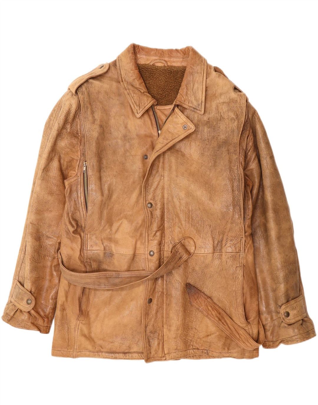 VINTAGE muška vojna kožna jakna UK 42 XL bež