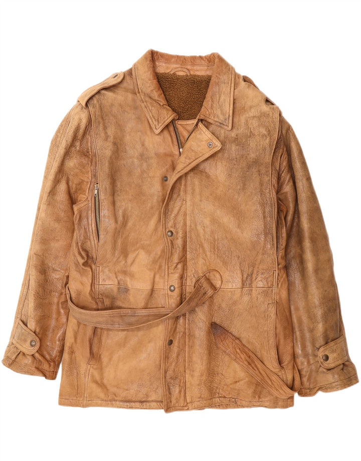 VINTAGE muška vojna kožna jakna UK 42 XL bež