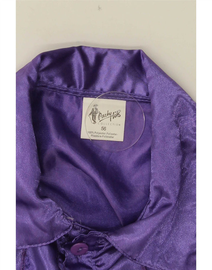 Vintage ženska bluza košulje s volanima IT 56 4XL ljubičasti poliester