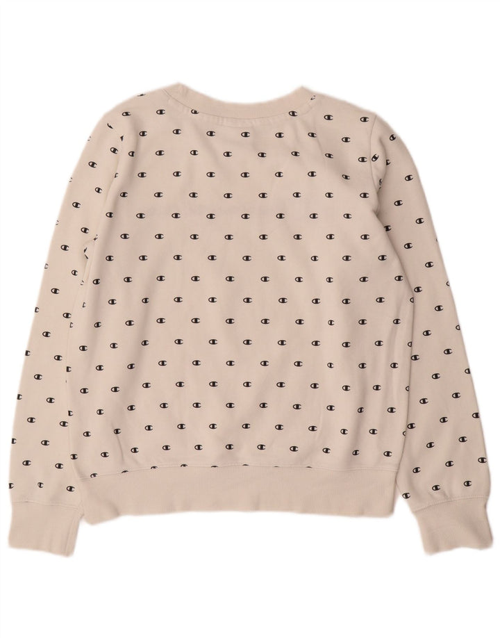 CHAMPION Ženski džemper s grafičkim motivima UK 14 Srednje bijeli pamuk