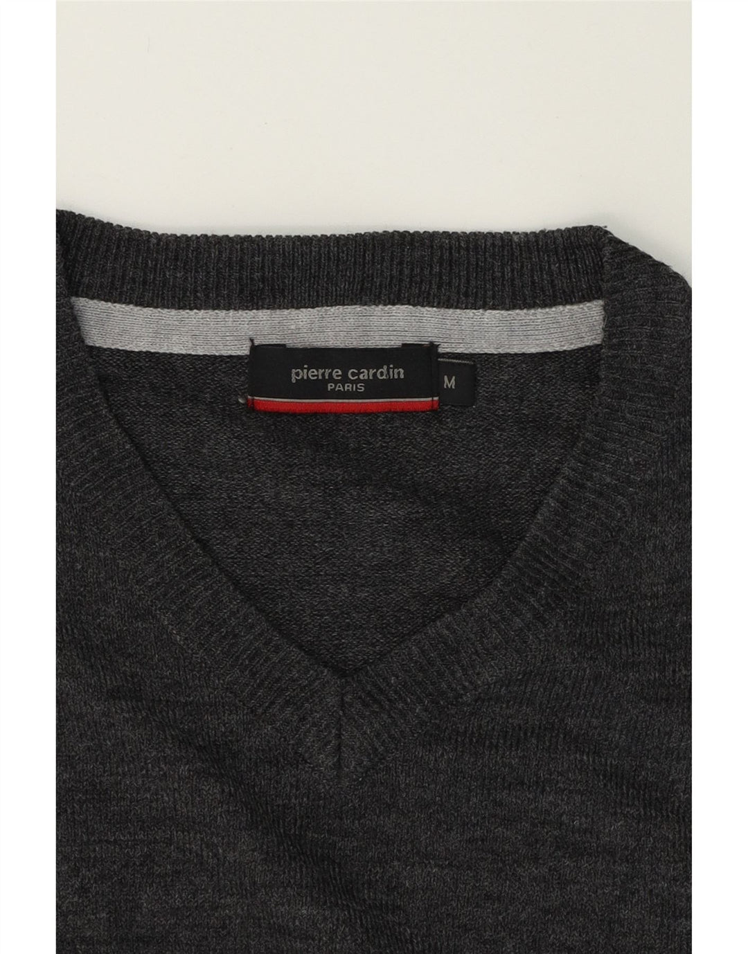 PIERRE CARDIN Mens V-Neck Jumper Sweater Medium Grey Acrylic Vintage Pierre Cardin and Second-Hand Pierre Cardin from Messina Hembry 