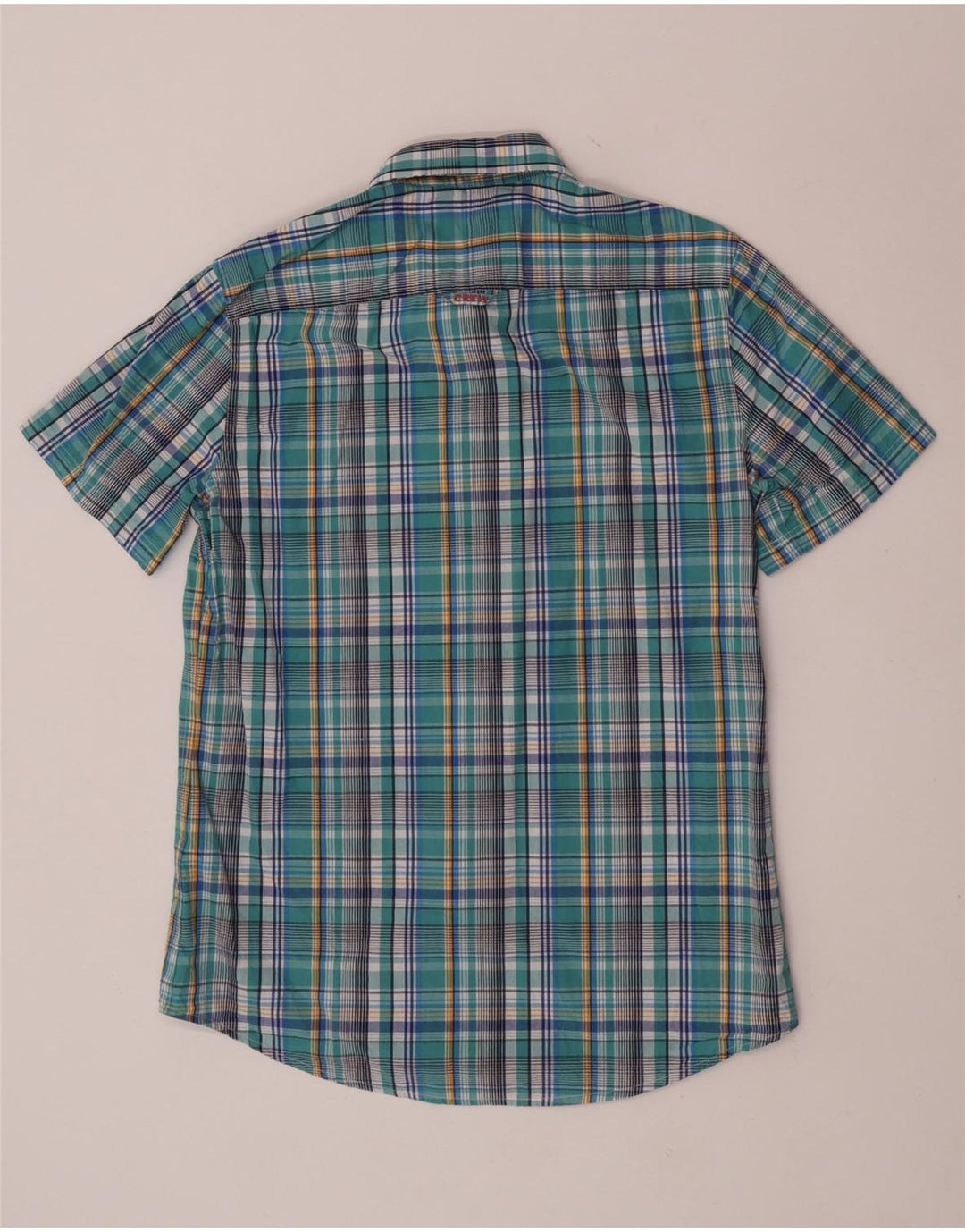 Crew Clothing Muška košulja kratkih rukava Srednje plavi karirani pamuk