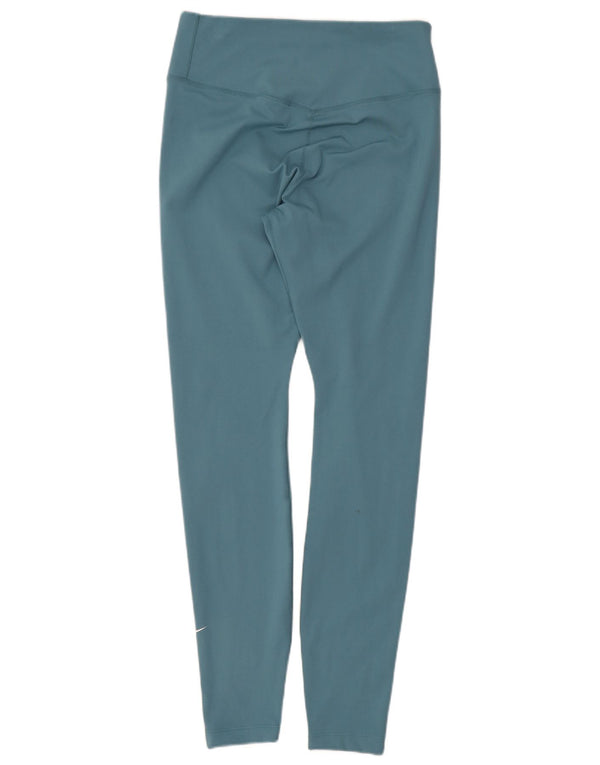 Nike Ženske Dri Fit Leggings UK 8 Small Blue Polyester