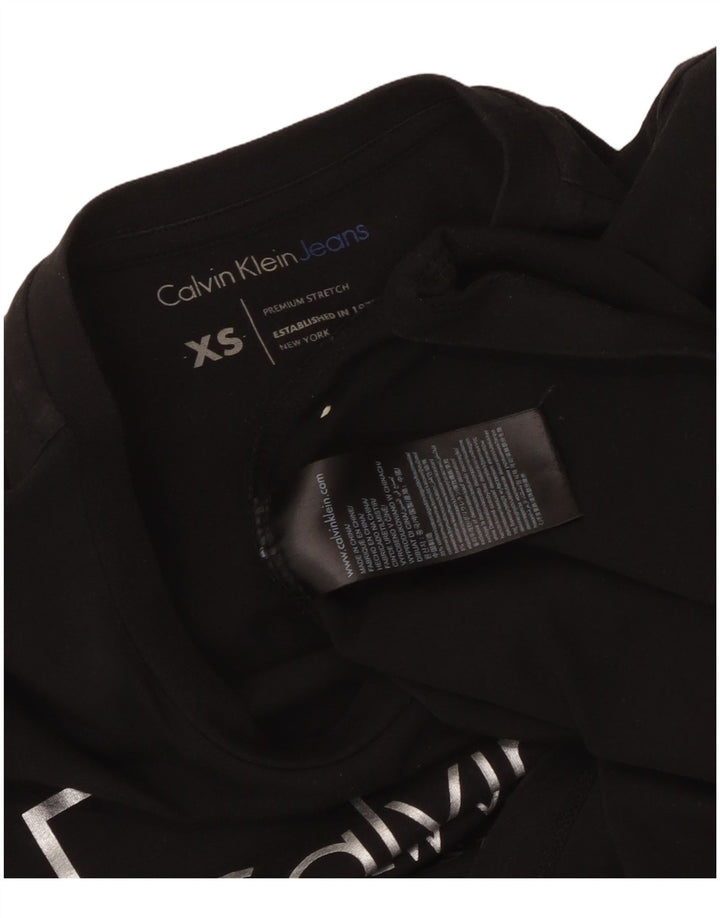 CALVIN KLEIN JEANS Ženska grafička majica kratkih rukava UK 6 XS crni pamuk