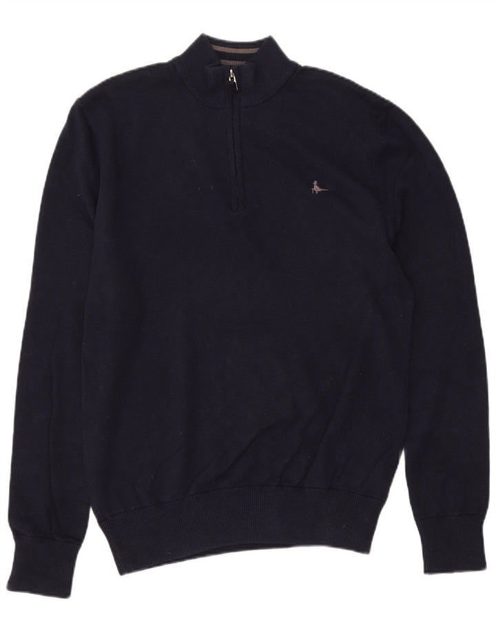 JACK WILLS Muški džemper s izrezom i srednjim tamnoplavim pamukom