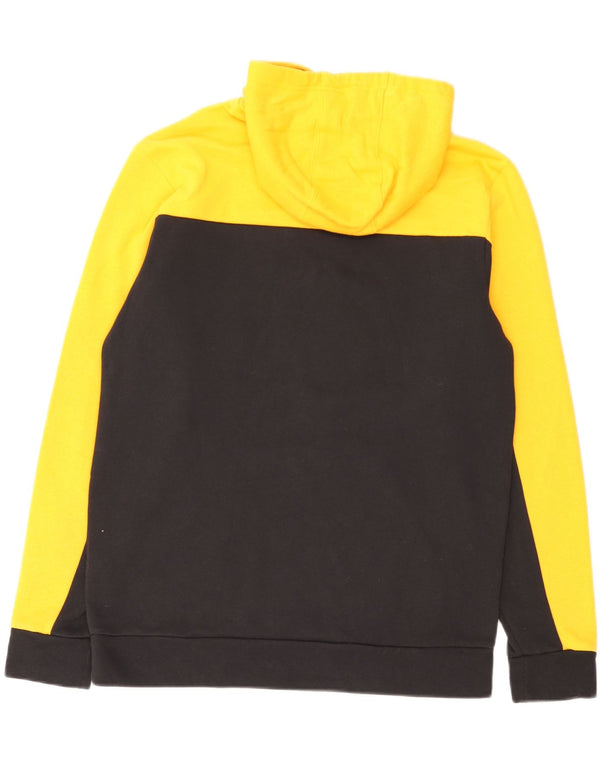 Adidas Mens Graphic Hoodie Jumper Large Yellow Colourblock Cotton