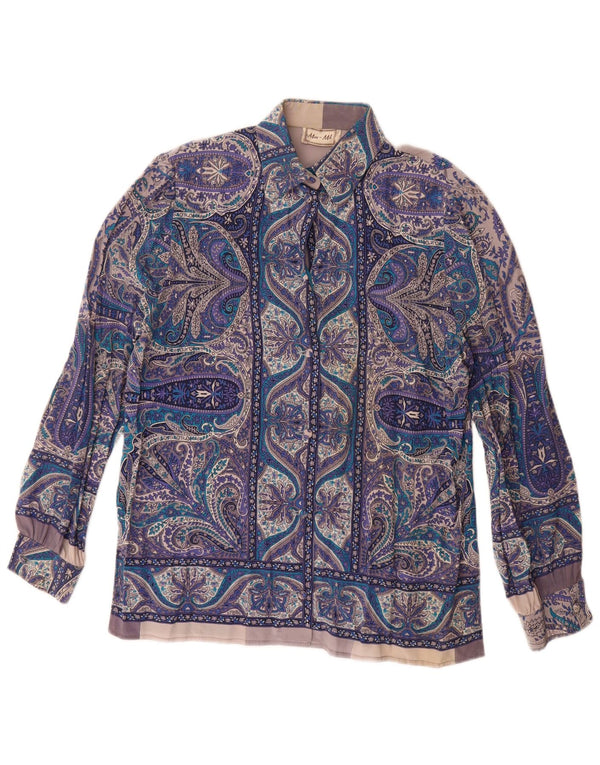 Vintage ženska košulja bluza UK 16 Large Blue Paisley Svila