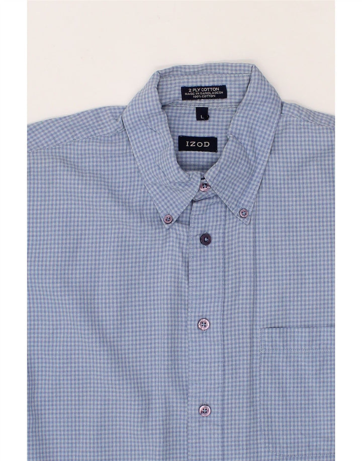 IZOD Mens Shirt Large Blue Check Cotton Vintage Izod and Second-Hand Izod from Messina Hembry 