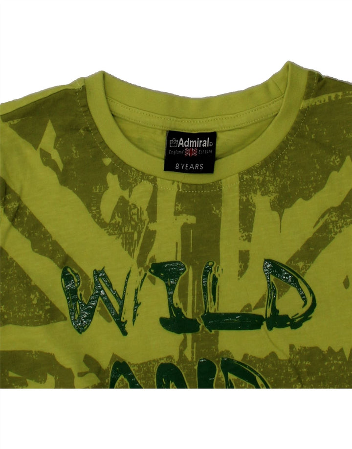 ADMIRAL Boys Graphic T-Shirt Top 7-8 Years Green Vintage Admiral and Second-Hand Admiral from Messina Hembry 