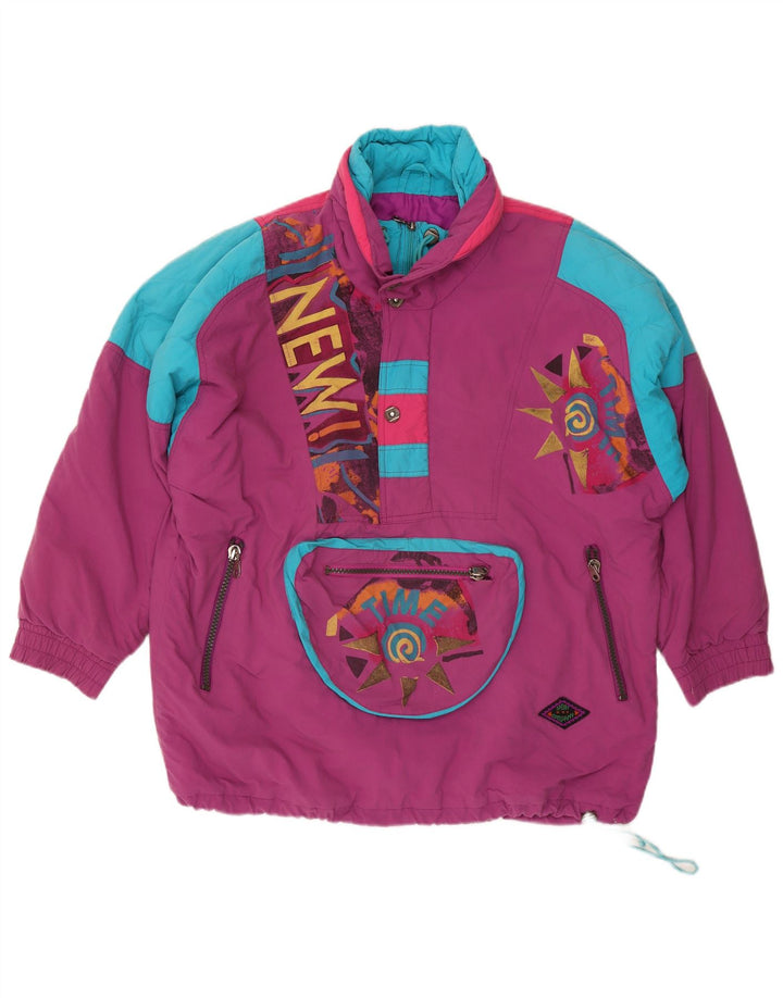 Vintage muški grafički pulover skijaška jakna UK 44 2XL ljubičasta boja