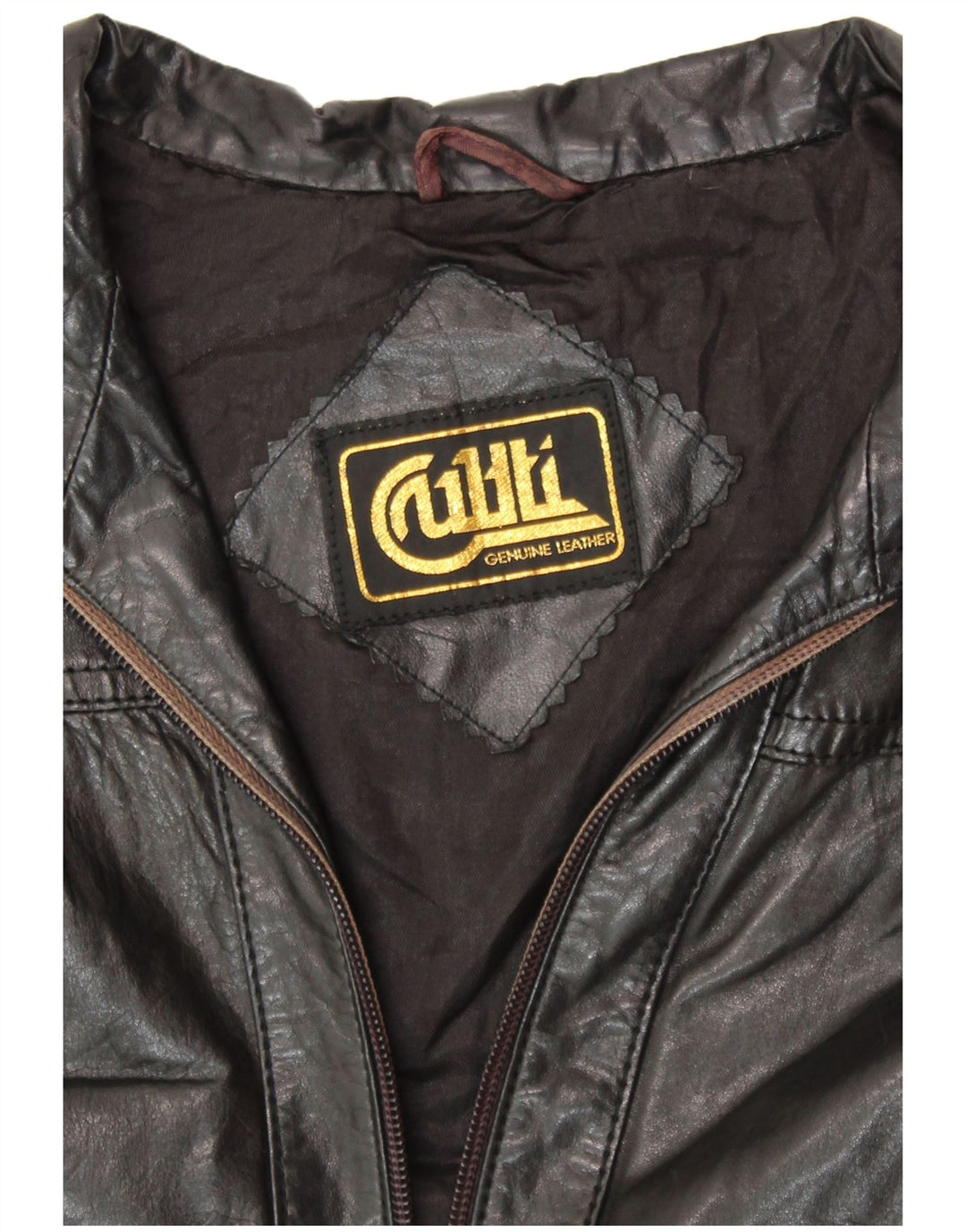 VINTAGE ženska kožna jakna UK 14 Srednja crna koža