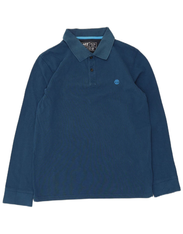 Timberland muška uska polo majica dugih rukava srednje plavi pamuk