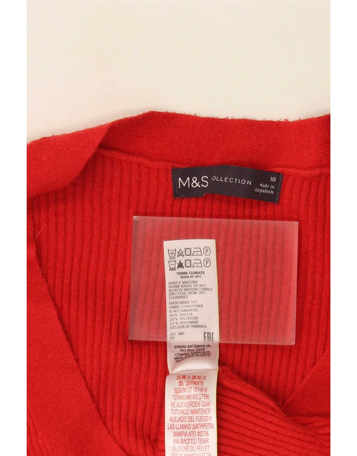 Marks & Spencer ženski veliki džemper s V-izrezom UK 10 Small Red
