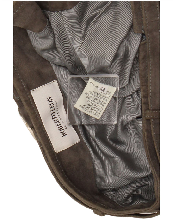 Vintage ženska suknja od brušene kože IT 44 srednje veličine W26 kaki koža