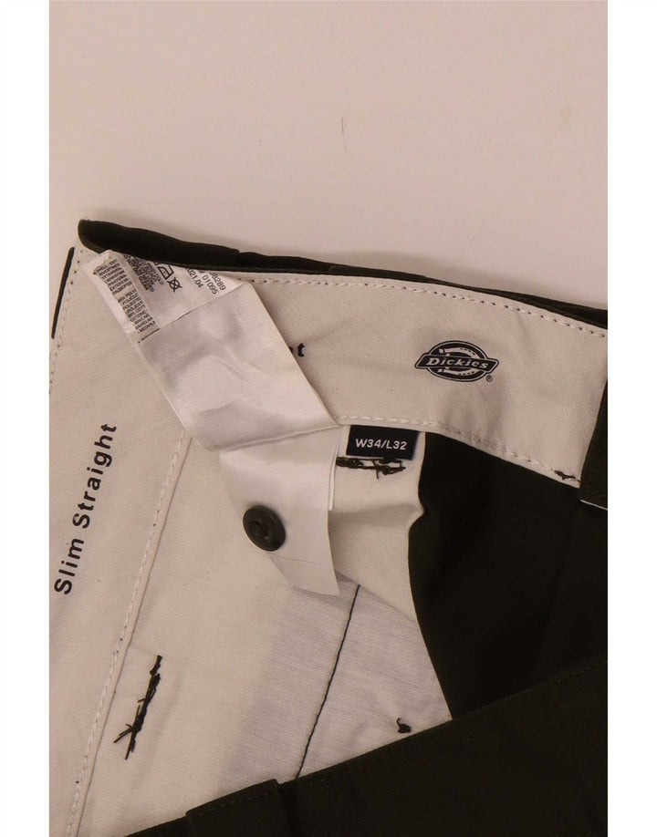 Dickies muške uske ravne chino hlače W34 L32 kaki poliester