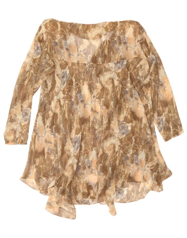 ROSSELLA ARGENTO Womens Front Tie Shirt Blouse IT 44 Medium Brown Tie Dye Vintage Rossella Argento and Second-Hand Rossella Argento from Messina Hembry 
