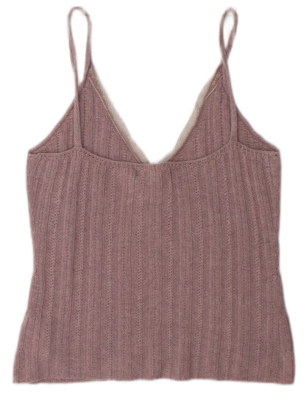 Zara ženski kratki pleteni Cami Top UK 14 Large Pink Wool