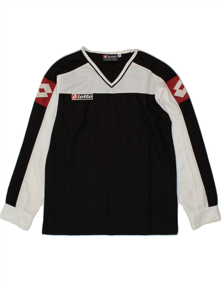 LOTTO Boys Graphic Top Long Sleeve 10-11 Years Medium Black Colourblock Vintage Lotto and Second-Hand Lotto from Messina Hembry 