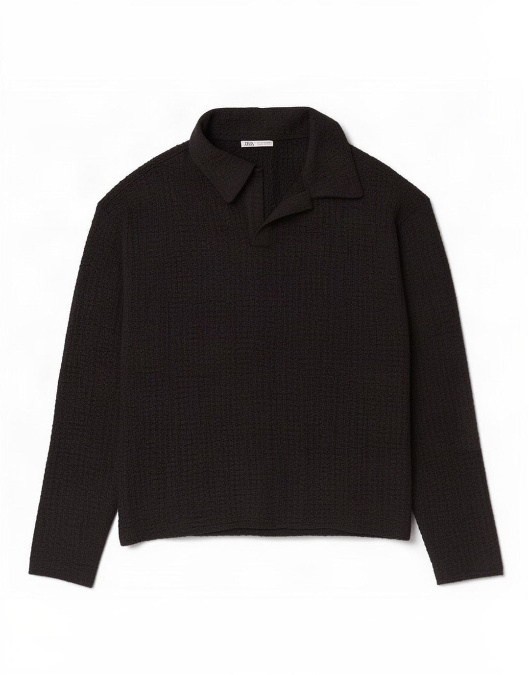 Zara muška polo majica dugih rukava Mala crna poliester