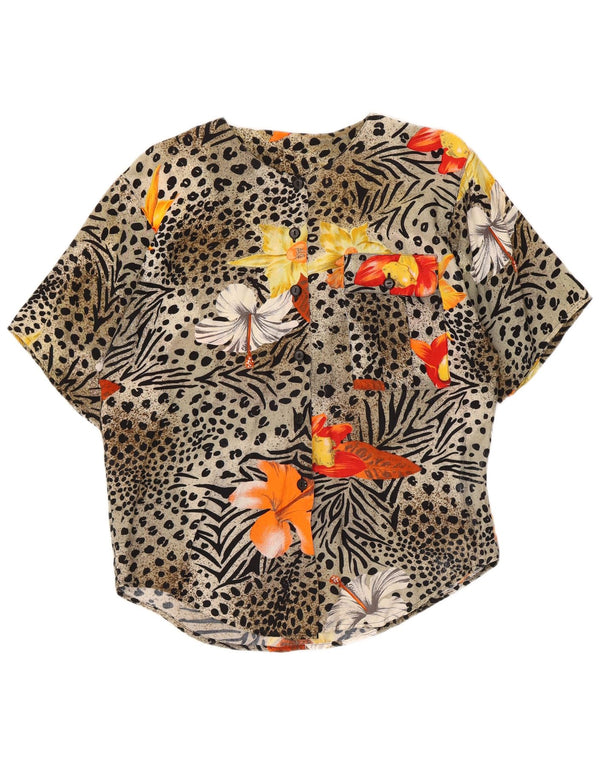 Vintage ženska košulja kratkih rukava UK 14 Veliki sivi životinjski print