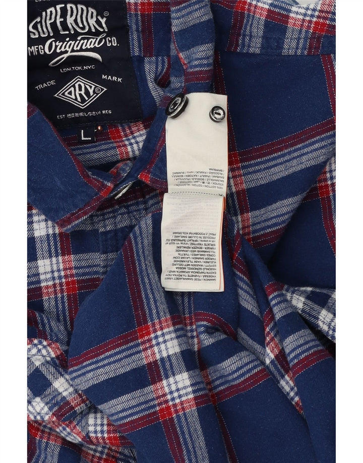 Superdry muška flanelska košulja, veliki tamnoplavi karirani pamuk