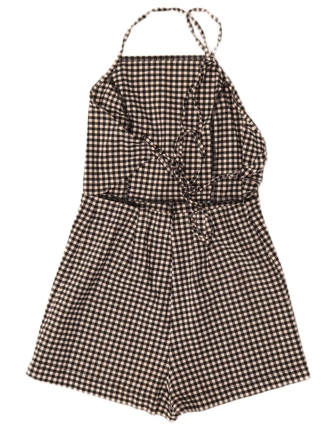 Topshop ženski kombinezon s halterima UK 10 Small Black Gingham viskoza