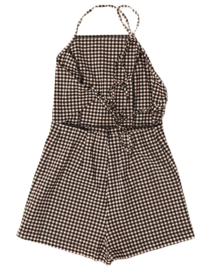 Topshop ženski kombinezon s halterima UK 10 Small Black Gingham viskoza