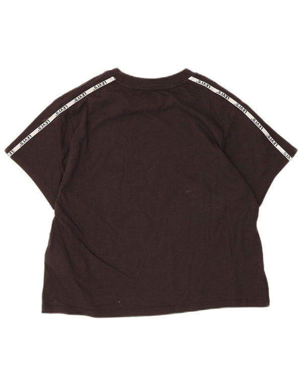 Levi's Womens Crop Oversized Graphic T-Shirt Top UK 2 2XS Black Colourblock