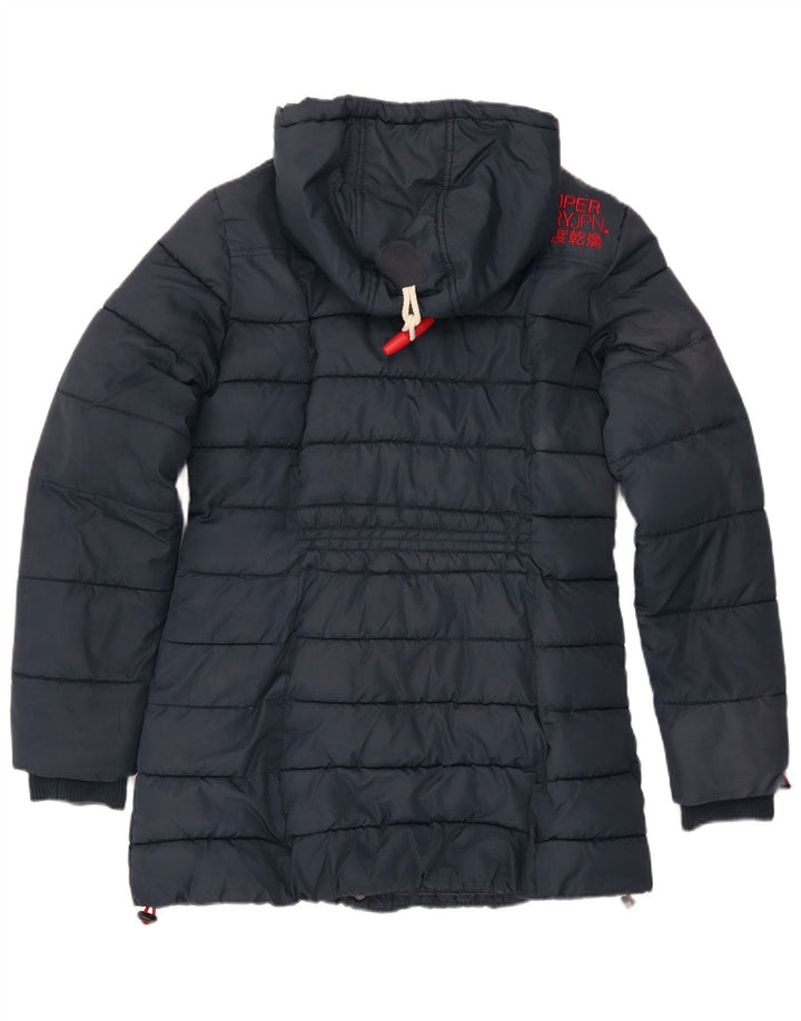 Superdry ženska podstavljena jakna s kapuljačom UK 14 veliki tamnoplavi poliester