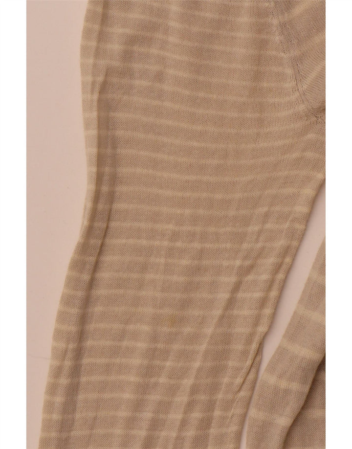 WHITE STUFF Ženski kardigan pulover UK 14 Veliki bež prugasti lan