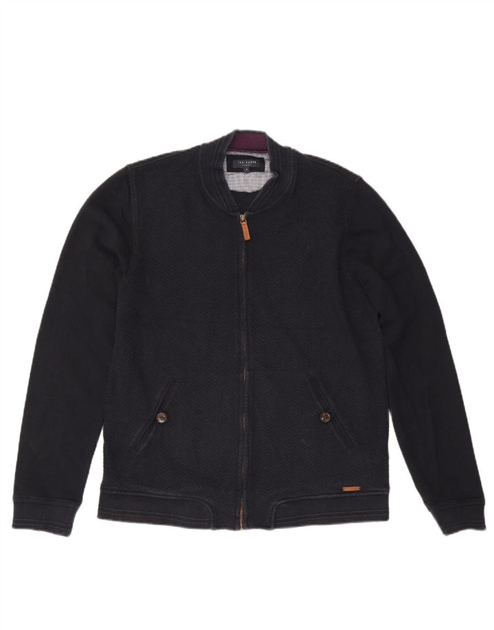 TED BAKER Womens Tracksuit Top Jacket Size 4 Large Navy Blue Cotton