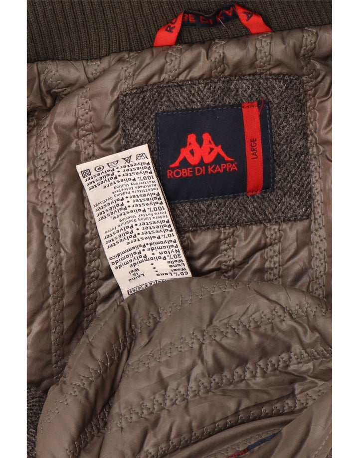 Kappa muška podstavljena pomoćna jakna UK 40 Large Grey Herringbone Wool Classic