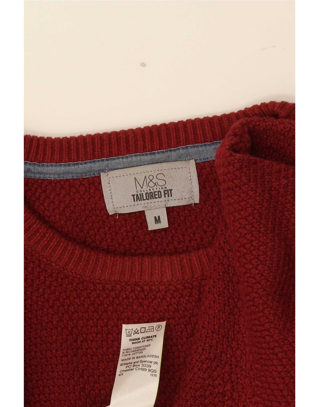 Marks & Spencer muški pulover s okruglim izrezom po mjeri, srednje tamnocrvene boje