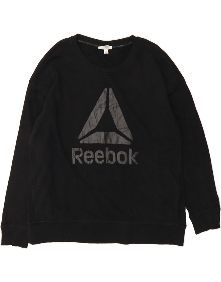 REEBOK Mens Graphic Sweatshirt Jumper Large Black Vintage Reebok and Second-Hand Reebok from Messina Hembry 