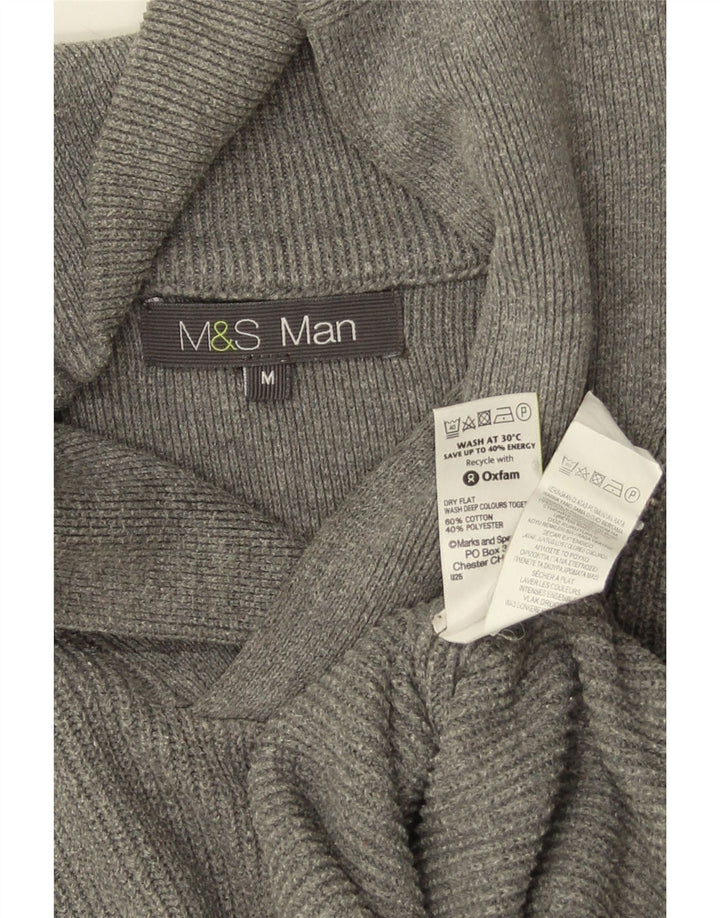 Marks & Spencer muški džemper sa šal ovratnikom, srednje sivi pamuk