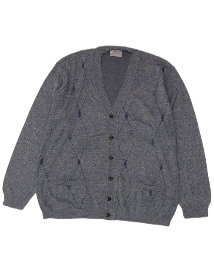 Rodes muški kardigan pulover 2XL plavi argyle/dijamantni akril