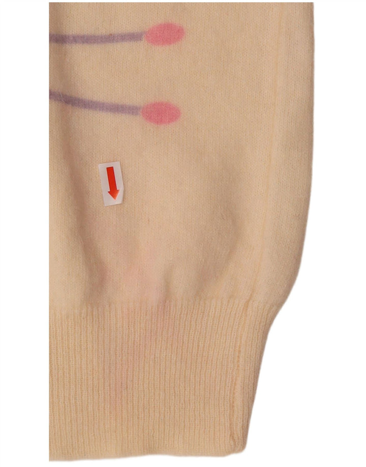 VINTAGE ženski džemper s okruglim izrezom UK 16 Veliki sivobijeli geometrijski