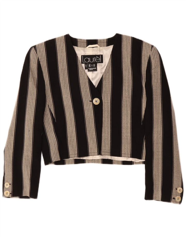 Laurel ženski kratki sako sa 1 gumbom EU 36, mala vunena crna prugasta jakna